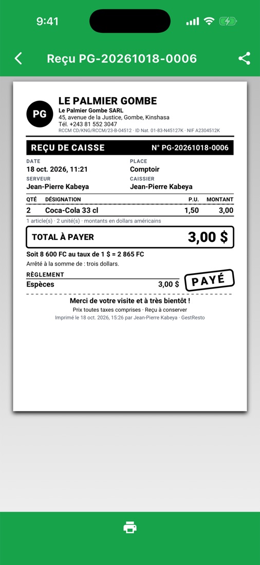 Application mobile – reçu A6